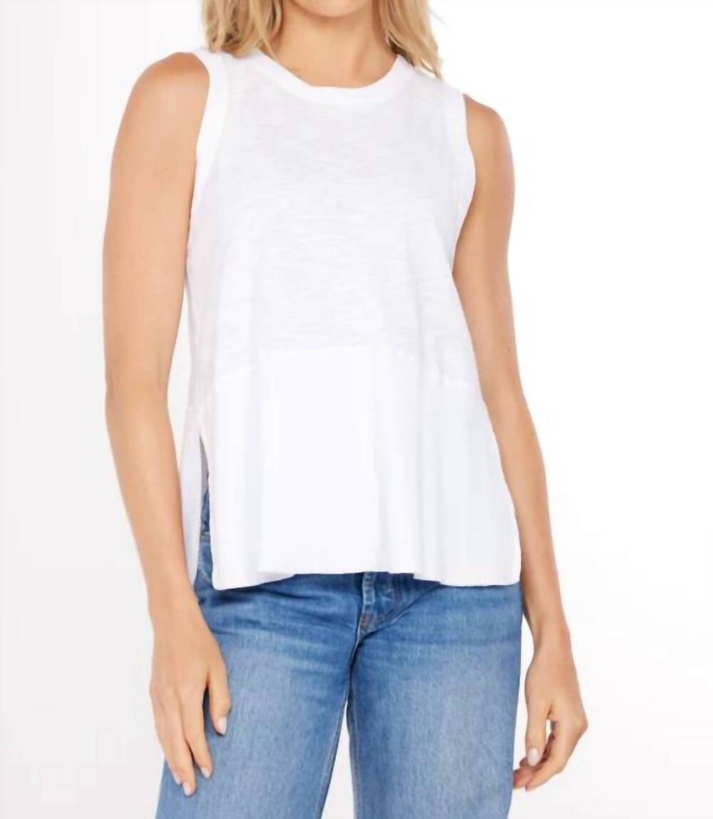 NEW MODODOC ribbed peplum tank in white